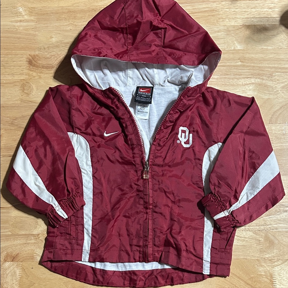 Nike Kids Oklahoma University Maroon and White Raincoat